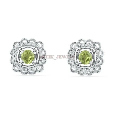 Natural Peridot Gemstone with 925 Sterling Silver Cufflink #2458 - Image 1 of 3