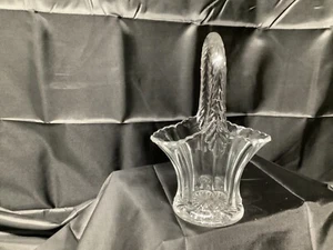 vintage crystal basket bud vase 5.5" tall 4" wide  - Picture 1 of 5