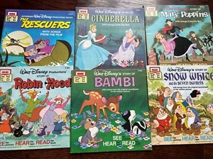 VINTAGE DISNEY Book and Tape **BOOKS ONLY** Great Shape!!! Snow White Cinderella - Picture 1 of 9