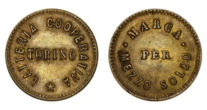 ITALIA TORINO Gettone Latteria Cooperativa Torino - Marca Per Mezzo Soldo - Picture 1 of 1
