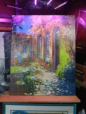 32W"x40H" LAURENT PARCELIER -FLORAL PATIO SHADE CANVAS #92 of 1905 J&M TARANTULA - Image 1 of 4