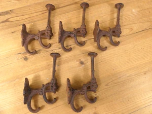 5 ganchos de baño de abrigo de hierro fundido rústico ornamentado victoriano grande hall tree toalla de pared - Imagen 1 de 10