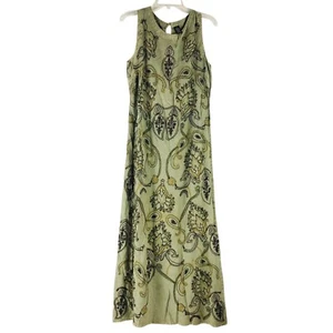 Italian Connection Embroidered Green Floral Sleeveless Maxi Sheath Dress Size S - Picture 1 of 13