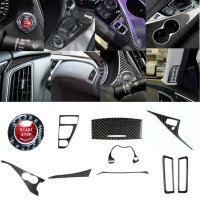 Kit completo de cubierta interior de fibra de carbono para Infiniti Q50 Q60 2014-2019 11 piezas Foto 1 de 4