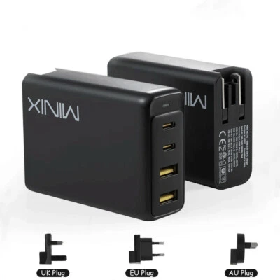 MINIX NEO P2 100W GaN Charger Fast Charger 4 Ports 2USB-C 2USB-A EU/AU/UK Plug - Image 1 of 4
