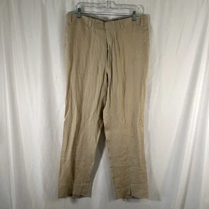 Calvin Klein 100% Linen Pants Men's 36x30 Beige Lightweght Button Zip Hook Eye - Picture 1 of 8