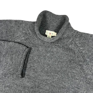 VTG J. Crew Sweater Mens XLT Oarsman Wool Rolled Neck Chunky Knit Charcoal Gray - Picture 1 of 8
