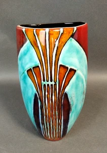 Anita Harris Pottery Vase - Signed SJ - (Samantha Johnson) Hand Painted - Red AM - Picture 1 of 9
