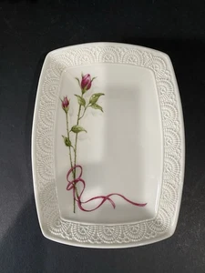 Vintage Croscill Seifenschale Schmuckschale Rosa Rose Blumen Landhaus 6" - Bild 1 von 5