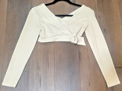 Camisa corta de gamuza sintética Bebe para mujer manga larga tostada XS Foto 1 de 4