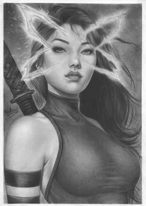 Psylocke (09"x12") Original Art by Marina Oliveira - Ed Benes Studio - Picture 1 of 3