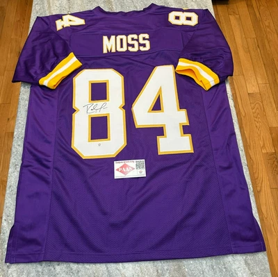 Camiseta de fútbol americano firmada por Randy Moss de los Minnesota Vikings #84 autografiada certificado de autenticidad NFL Foto 1 de 4