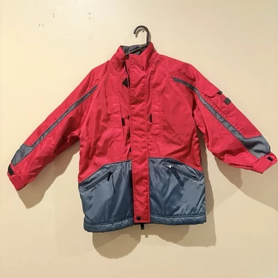 GAP Winter Jacket Boys Red Grey Nylon Full Zip Fleece Lined Size M7/8 - Image 1 of 4