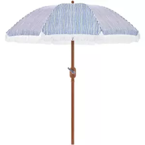 9Ft Garden Patio Umbrella with Crank Operating Mechanism, Blue/White - Picture 1 of 6