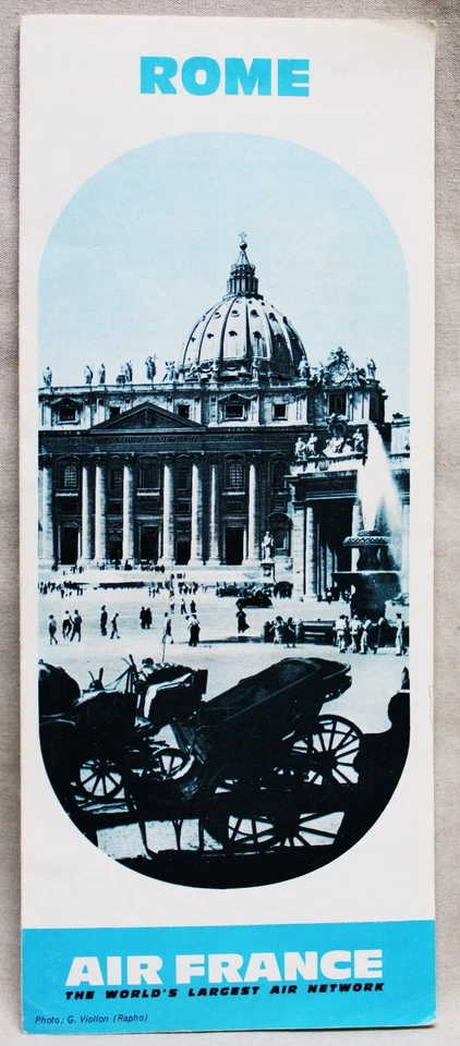 Guía de folletos de Air France Airlines de Roma Italia 1965 viajes de aviación de colección Foto 1 de 4