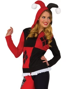 Rubies Adult's Womens DC Comics Harley Quinn Fitted Hoodie Sweater, Sm/M - Picture 1 of 4