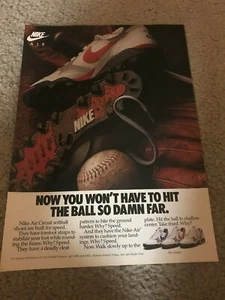 Vintage 1989 NIKE AIR CIRCUIT Schuhe Poster Print Ad Baseball Softball 1980er RAR - Bild 1 von 1