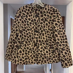 Ann Taylor Women Tan Leopard Print Wool Blend Jacket Button Front Medium Tall - Picture 1 of 9