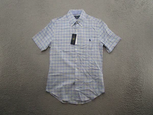 Ralph Lauren Slim Fit Short Sleeve Blue Plaid Pony Shirt Men's Size S NEW - Picture 1 of 10