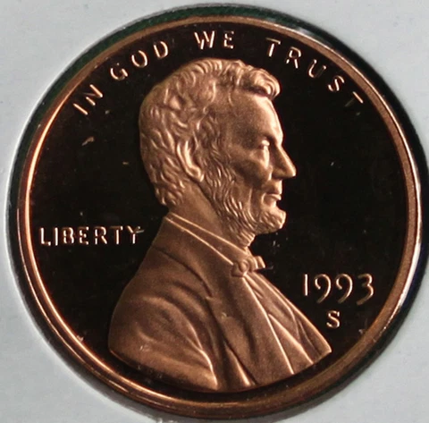 1993 S Lincoln Penny One-Cent Proof U.S. Mint Coin 1c from Proof Set Cover