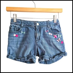 Gymboree Denim Shorts Flower Embellished Cuffed Hem Girls Size 10 - Picture 1 of 6