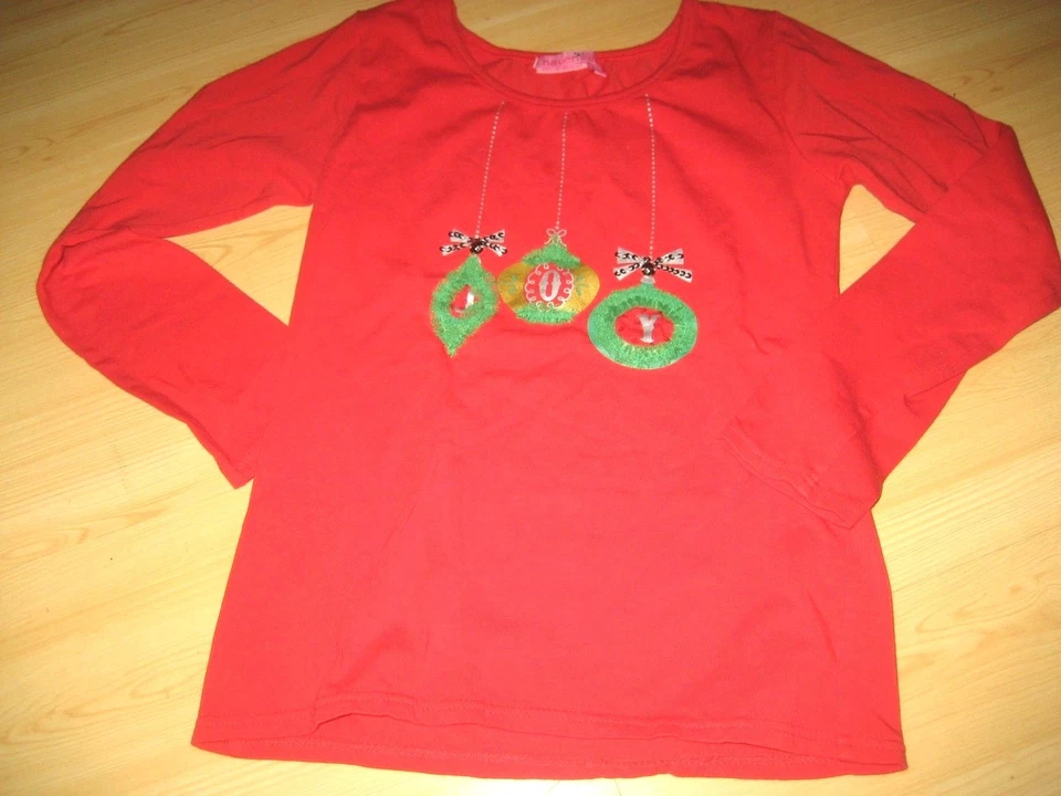 Niñas L 14 Rojo HAVENGIRL JOY NAVIDAD CAMISETA TÚNICA TOP Lentejuelas Tul Foto 1 de 4