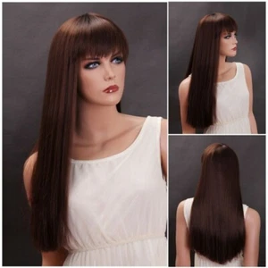 Damen Perücke LOUTOFF Lang Langharrperück BRAUN Glatt Harre WIG ZL373-33