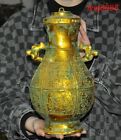 ancient Chinese Bronze Ware gilt animal people Wine Vessel Wineware Zun pot