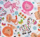 Changing Pad Cover, Zoo Animals & Zoo Cats, Flannel, Fits 32'x16' Contoured Pad