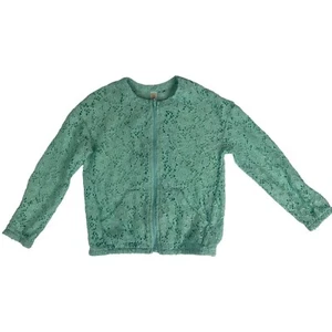 Lularoe Girl's Zip Jacket Floral 6 Blue Nylon Polyester Spandex Long Sleeve - Picture 1 of 5