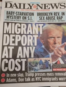 DONALD TRUMP HISTORIC WIN DEPORT ILLEGALS AT ANY COST NY DAILY NEWS 11/8 2024 - Picture 1 of 1