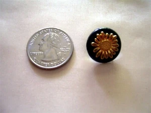 6 BLACK WITH FLORAL GOLD CENTER 11/16" BUTTONS #149 - Picture 1 of 1