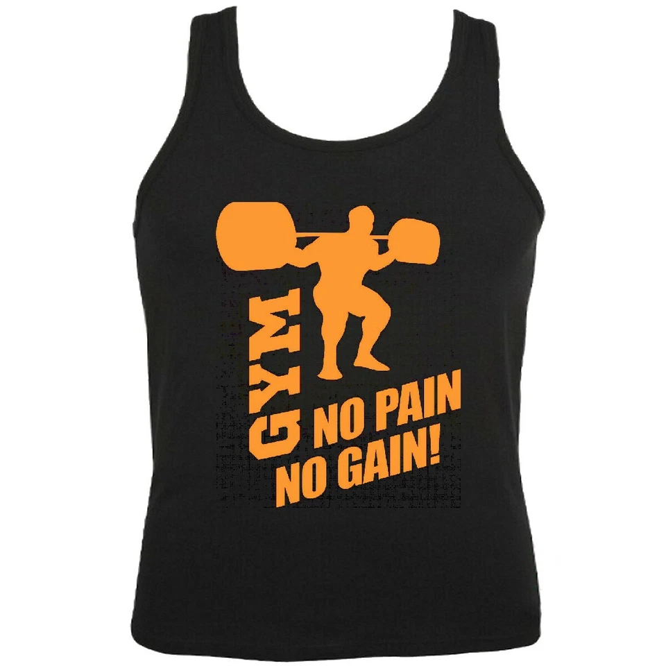Tank Top NO PAIN NO GAIN BODYBUILDING GYM KRAFTTRAINING FITNESSSTUDIO MUSKELN - Bild 1 von 1