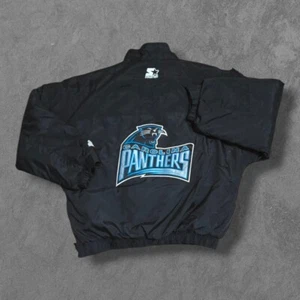 Vintage Starter NFL Carolina Panthers Men’s Pullover Puffer Jacket Black XL - Picture 1 of 6