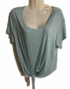 Self Esteem Size M Women’s Aqua Blue Stretchy Tie Front Top NEW - Picture 1 of 8