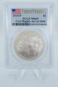 2014-P PCGS MS69 Civil Rights Act of 1964 Silver Dollar Business Strike $1 - Picture 1 of 2