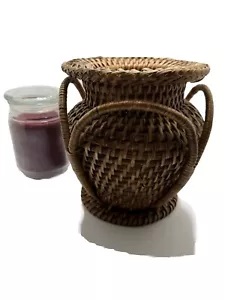 Handwoven Rattan Vase Basket, New - Picture 1 of 3
