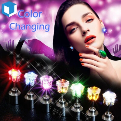 Pendientes LED que cambian de color iluminan los tachuelas intermitentes Navidad regalo fiesta Foto 1 de 4