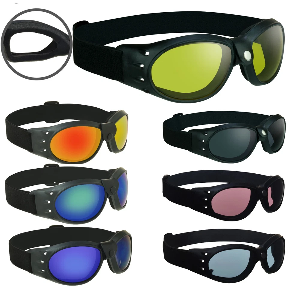 Motorcycle & Sky Diving Safety Goggles Adjustable Strap Ski Clear Yellow Dark - Image 1 of 3