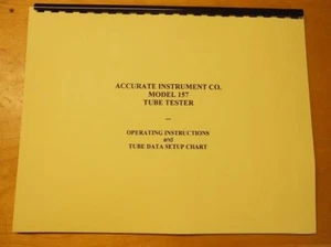 CHART BOOK + MANUAL - Accurate 157 Tube Tester Checker new remastered document - Bild 1 von 2