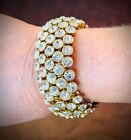 Beautiful Woman's Rhinestone Bracelet. Nwot. Set In Gold W/Elastic