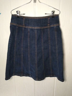 Axcess Liz Claiborne Jean Skirt Women's 4 Knee Length A Line Side Zip Stretch  - Image 1 of 4