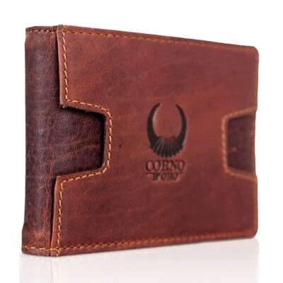 CORNO D´ORO HANDGEFERTIGT Geldbörse Herren Leder Geldbeutel Geldklammer Slim Wallet RFID