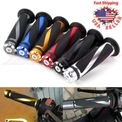 Motorcycle Handle bar Hand Grips Rubber GEL 7/8" For Honda Suzuki GSXR600 R1000 - Image 1 of 4