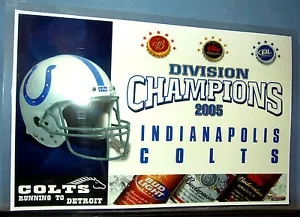 RARO POSTER INDIANAPOLIS COLTS 2005 DIVISION CHAMPIONS - LAMINATO - COME NUOVO! - Foto 1 di 1