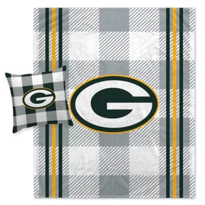Green Bay Packers NFL Plaid Stripes Blanket and Pillow Combo-F2001086379 - Picture 1 of 2