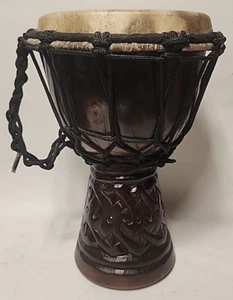 Sageman Drum Carved Design "Own the Groove" Original Djembe Carved Wood - Picture 1 of 4