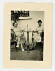 Snapshot - DRINKS AT THE TERRACE Original Vintage Found Photo 1950s Women Legs