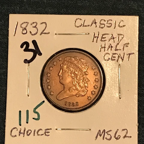 1832 Classic Head Half Cent Cover