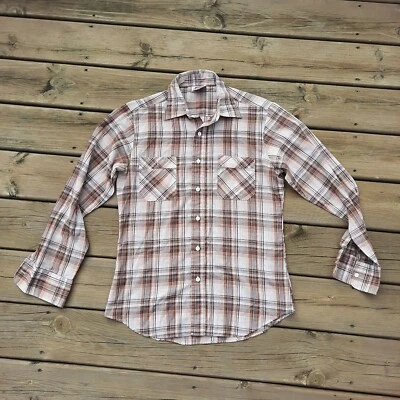Vintage Saturday's In California Western Plaid Shirt Long Sleeve Medium  - Image 1 of 4